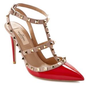 Valentino Rockstud Caged 100 Patent Pump, Size 38